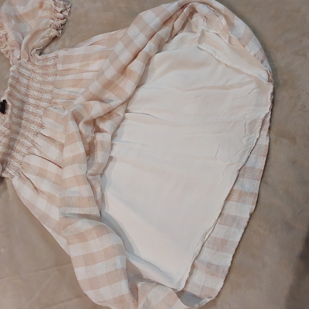 House of Harlow 1960 gingham smocked babydoll mini dress Size L - Picture 11 of 13
